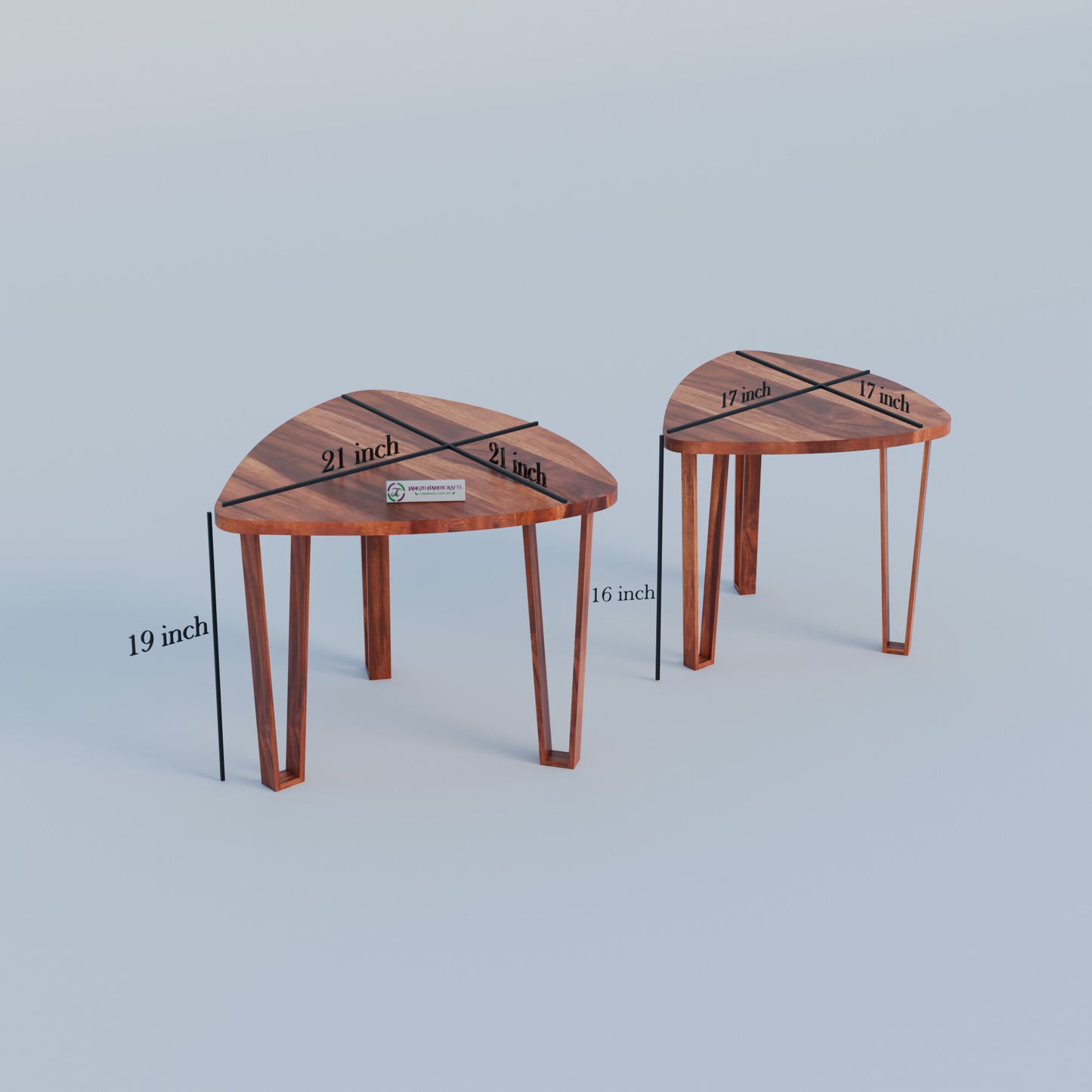 Wooden Nesting Tables Set of 2 Stools for Living Room