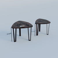 Wooden Nesting Tables Set of 2 Stools for Living Room