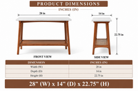 Wooden Marble Top Side Table with Wooden Base