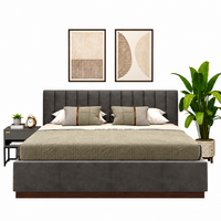 Queen Size Upholstered Bed with Cushioned Headboard