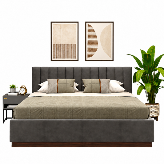 Queen Size Upholstered Bed with Cushioned Headboard