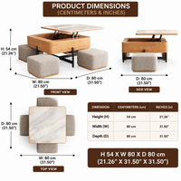 Wooden 4-Seater Coffee Table & Ottoman Set