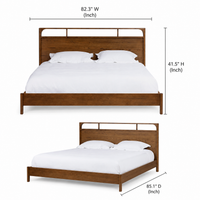 Wooden King Size Bed without Storage in Walnut Finish