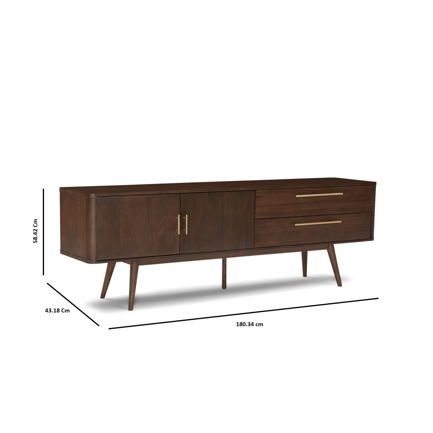 Wooden TV Unit with Drawer & Cabinet Storage for Living Room