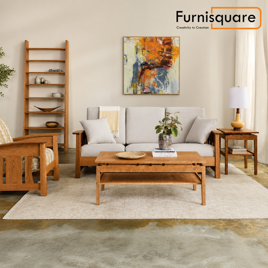 Solid Wood Square Coffee Table with Floating Top