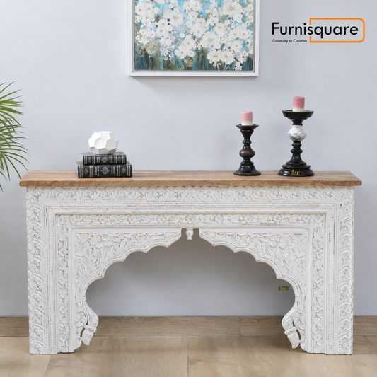Solid Wood Antique Console Table for Living Room, Drawing Room & Office