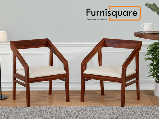 Solid Wood Dining Chair Set of 2 for Dining Room in Walnut Finish
