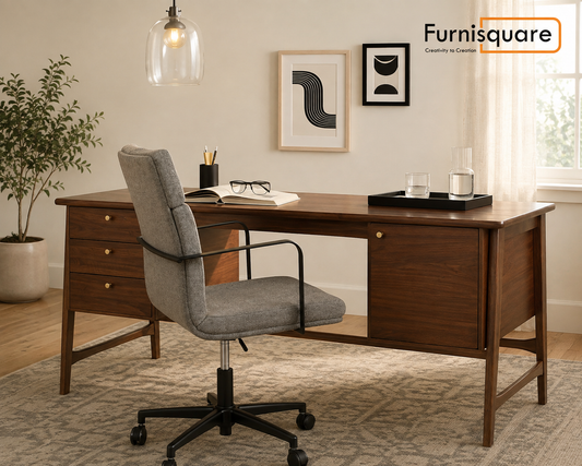 Wooden Writing Desk with Multiple Drawers
