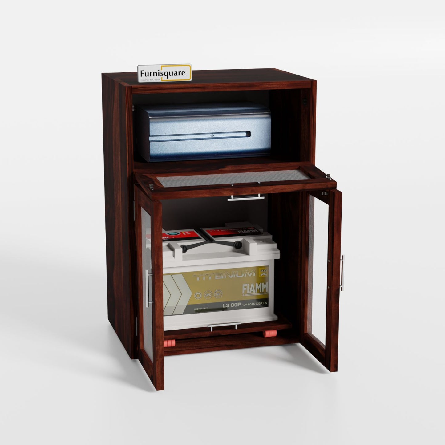 Wooden Storage Cabinet for Battery & Inverter Space