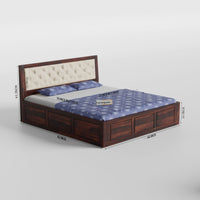 Wooden Queen Size Bed with Storage for Bedroom
