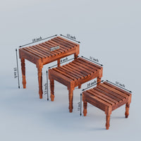 Sheesam Nesting Tables Set of 3 Stools for Decor & Living Room