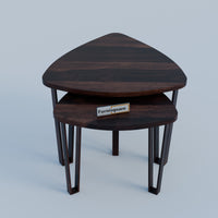 Wooden Nesting Tables Set of 2 Stools for Living Room