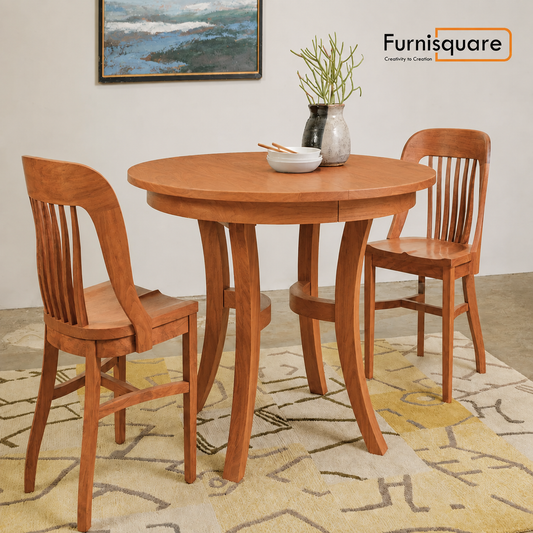 Wooden Dining Table 2-Seater Set for Dining Room in Natural Finish