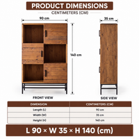 Wooden Chest of Drawer with Cabinet Storage for Living Room in Natural Finish