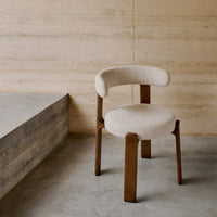 Wooden Upholstered Dining Chair in Walnut Finish