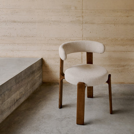 Wooden Upholstered Dining Chair in Walnut Finish