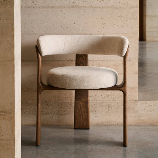 Solid Wood Upholstered Dining Chair in Walnut Finish