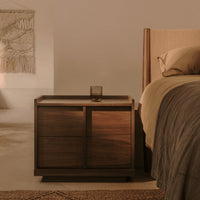 Solid Wood Beside Table with 2 Drawers in Walnut Finish