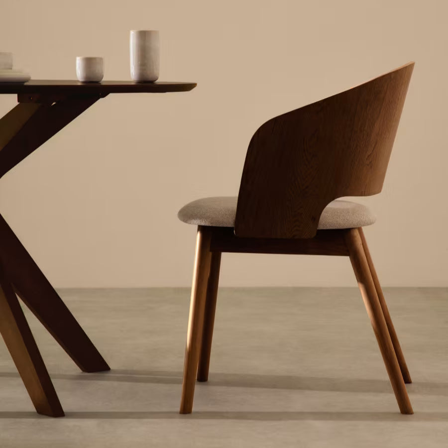 Solid Wood Dining Chair with Light Upholstery for Dining Room