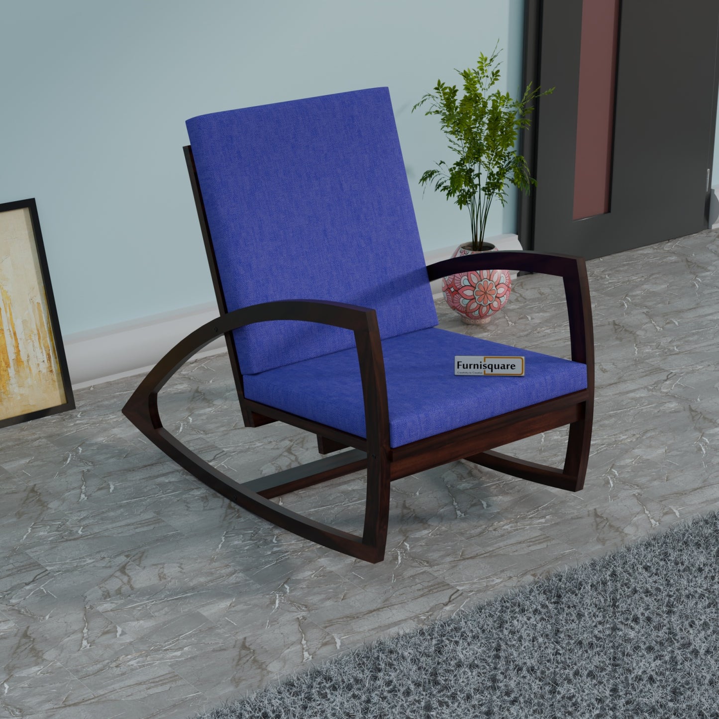 Solid Wood Rocking Arm Rest Chair for Living Room