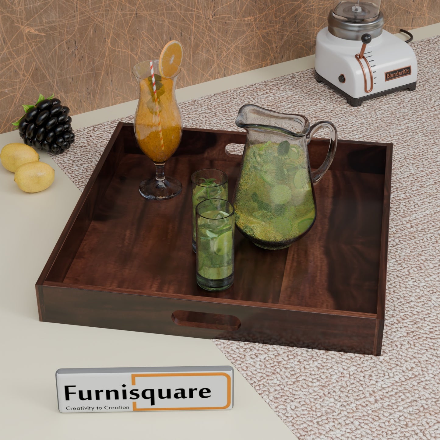 Solid Wood Serving Tray Set for Kitchen Accessories
