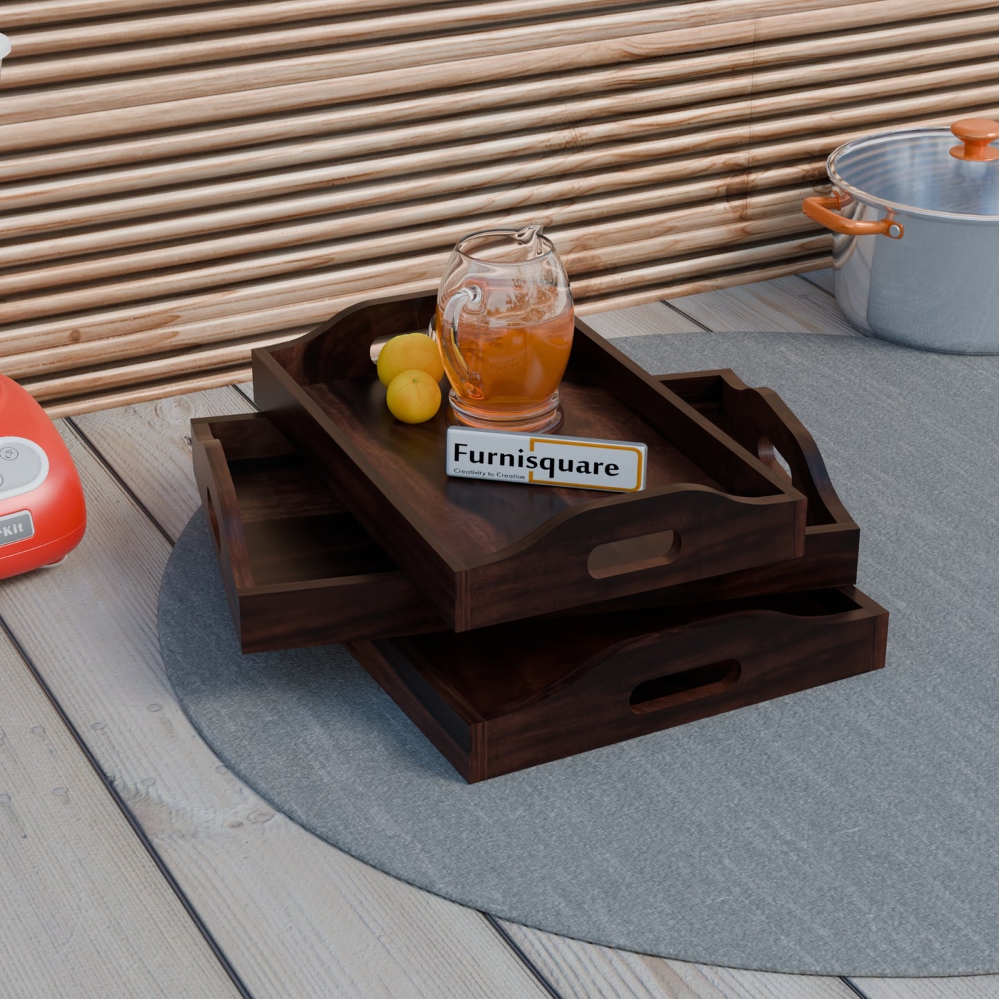 Wooden Serving Tray Set for Kitchen Accessories