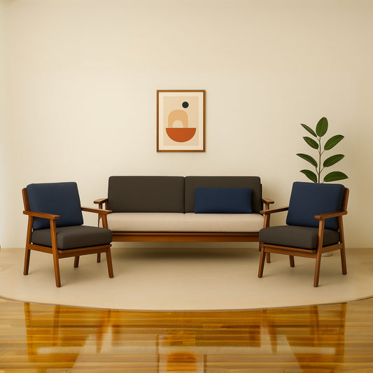 Wooden Sofa Set 5-Seater for Living Room