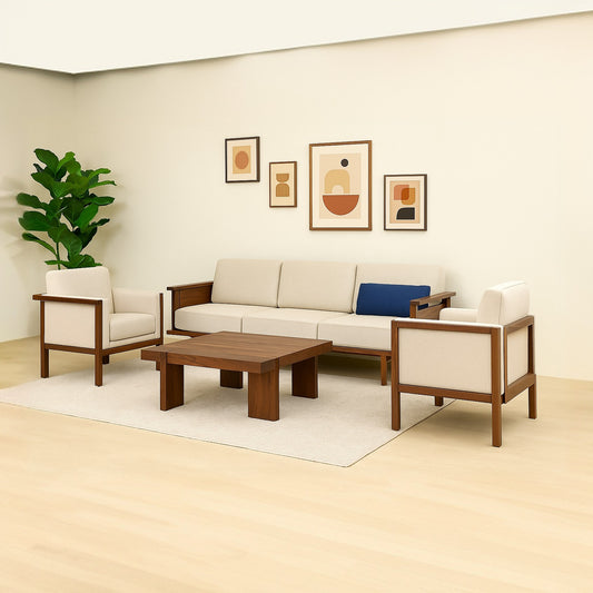 Solid Wood Square Coffee Table with Block Legs