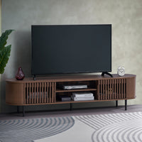 Solid Wood TV Cabinet for Entertainment Space in Walnut Finish