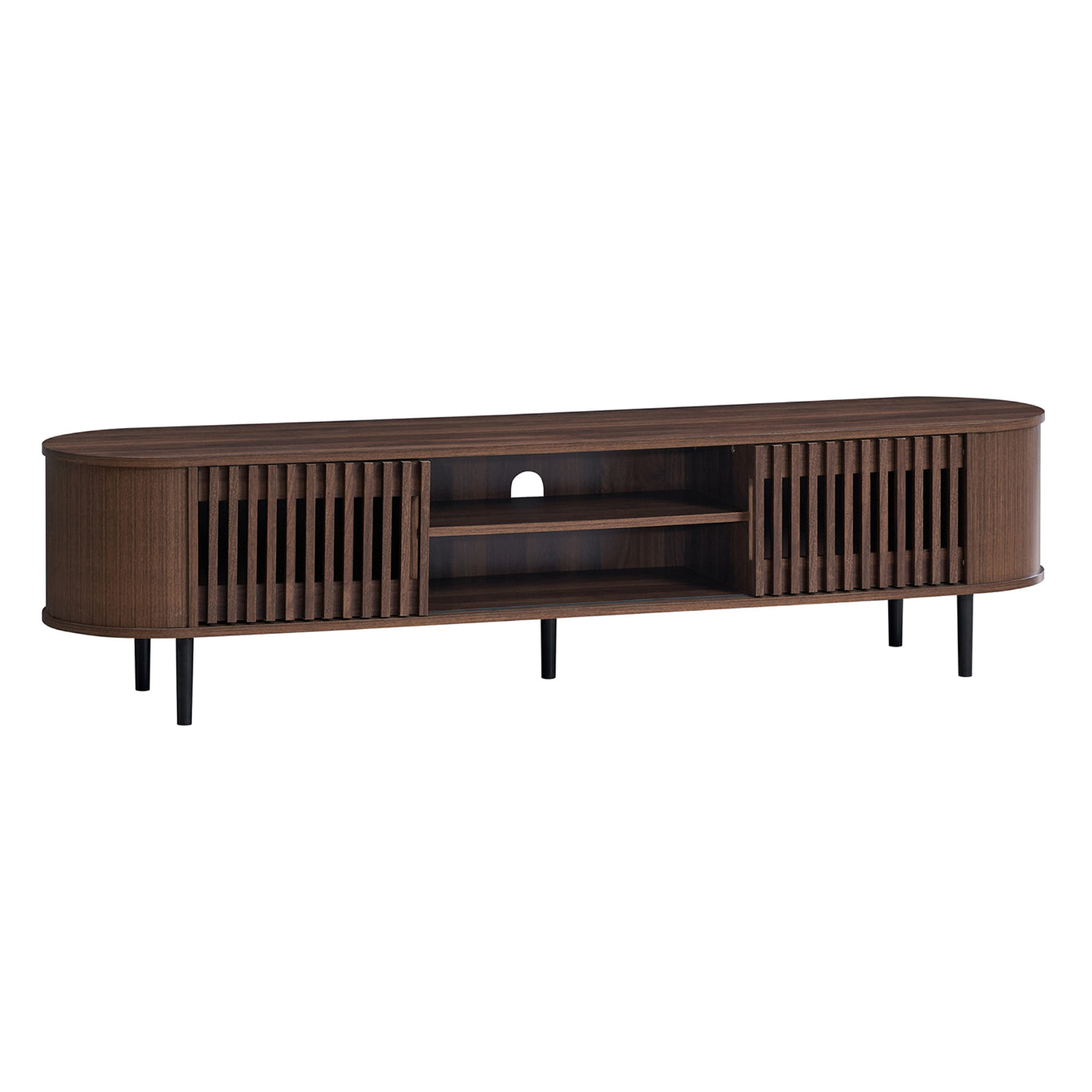 Solid Wood TV Cabinet for Entertainment Space in Walnut Finish