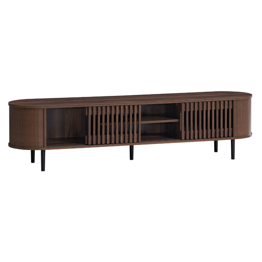 Solid Wood TV Cabinet for Entertainment Space in Walnut Finish