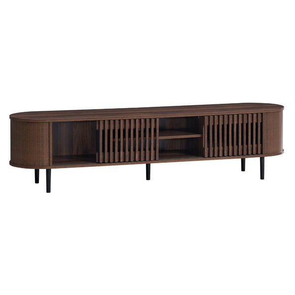 Solid Wood TV Cabinet for Entertainment Space in Walnut Finish - alternate