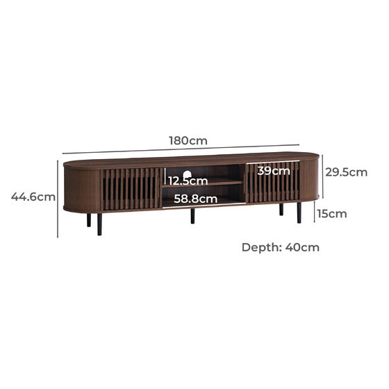 Solid Wood TV Cabinet for Entertainment Space in Walnut Finish