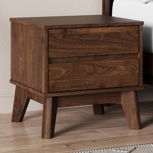 Wooden Bedside Table with Drawer in Walnut Finish