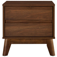Wooden Bedside Table with Drawer in Walnut Finish