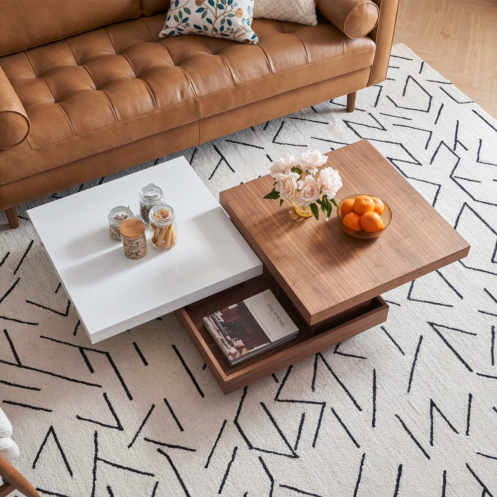 Wooden Extendable Coffee Table with Hidden Storage