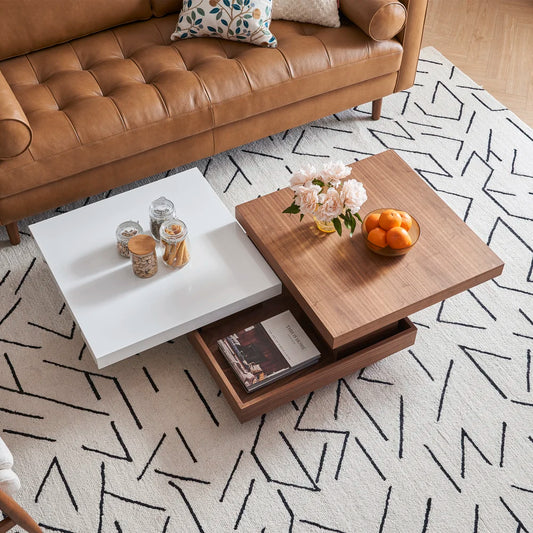 Wooden Extendable Coffee Table with Hidden Storage