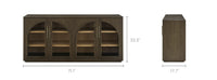 Wooden Glass Door Sideboard with Interior Shelving for Living Room