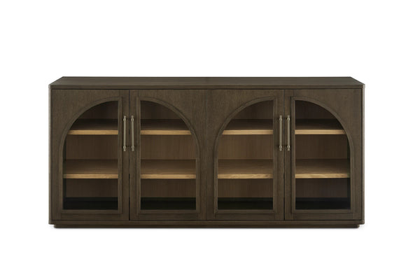 Wooden Glass Door Sideboard with Interior Shelving for Living Room - alternate