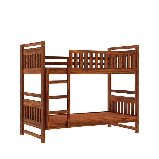 Solid Sheesham Wooden Bunk Bed with Ladder