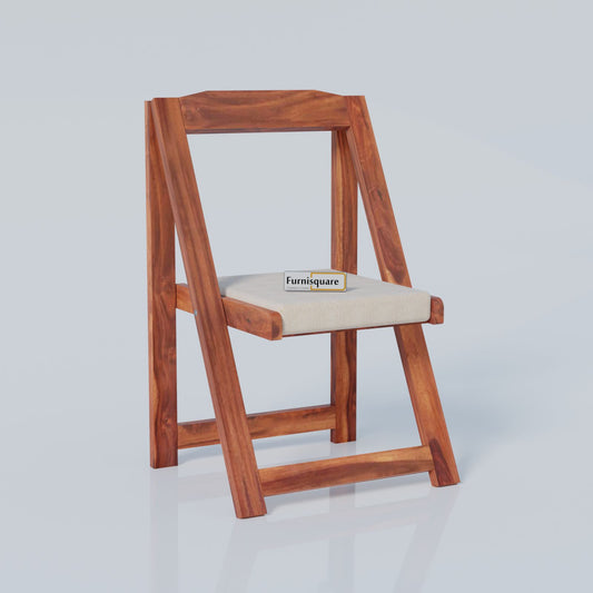 Wooden Folding Chair with Cushioned Seat for Living Room