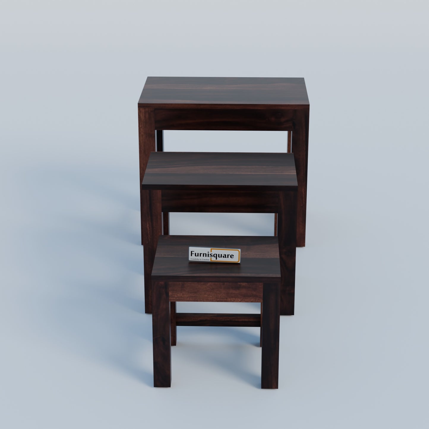 Wooden Nesting Tables Set of 3 Stools for Decor & Living Room