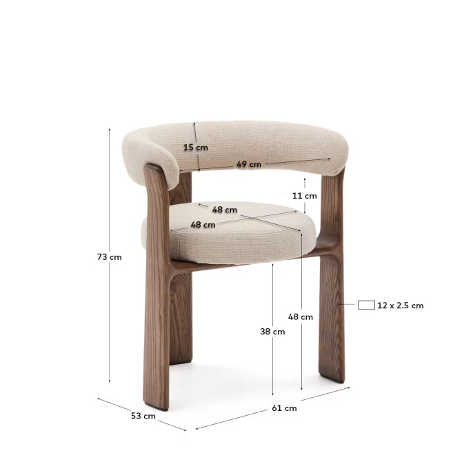 Solid Wood Upholstered Dining Chair in Walnut Finish
