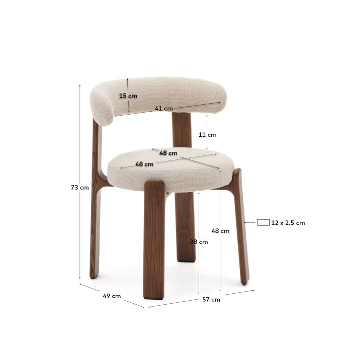 Wooden Upholstered Dining Chair in Walnut Finish