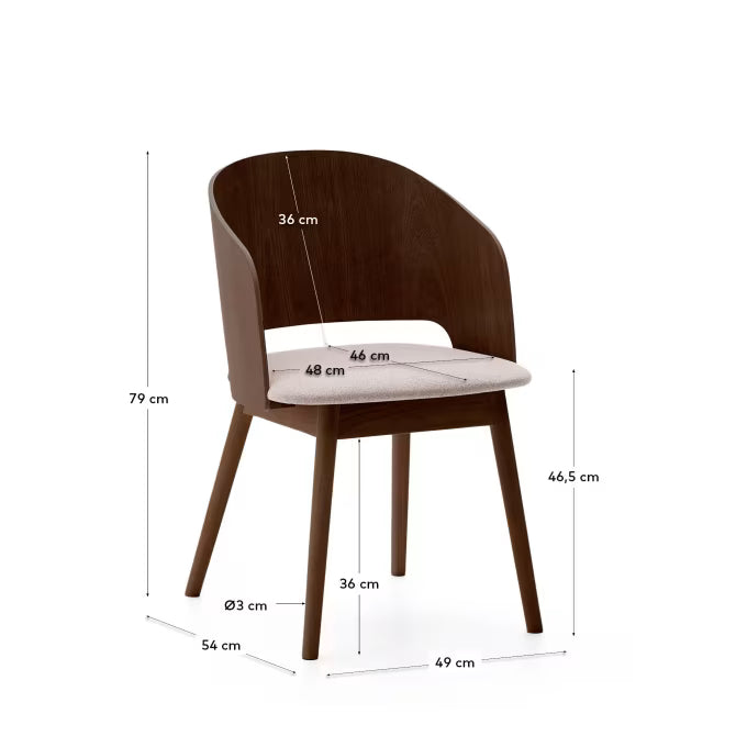 Solid Wood Dining Chair with Light Upholstery for Dining Room