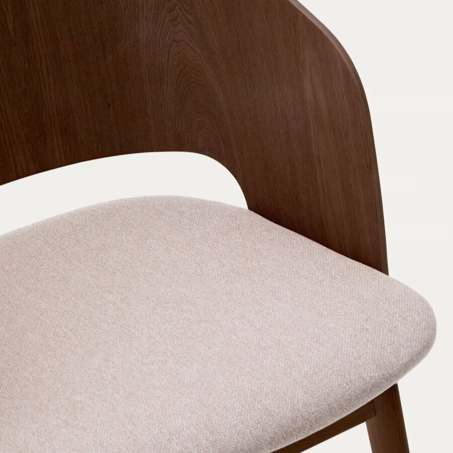 Solid Wood Dining Chair with Light Upholstery for Dining Room
