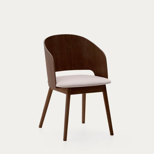 Solid Wood Dining Chair with Light Upholstery for Dining Room