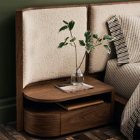 Wooden Upholstered King Size Bed with Nightstands
