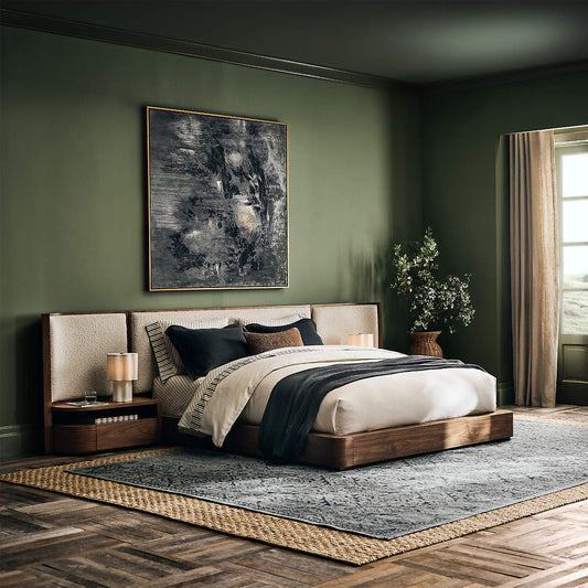 Wooden Upholstered King Size Bed with Nightstands