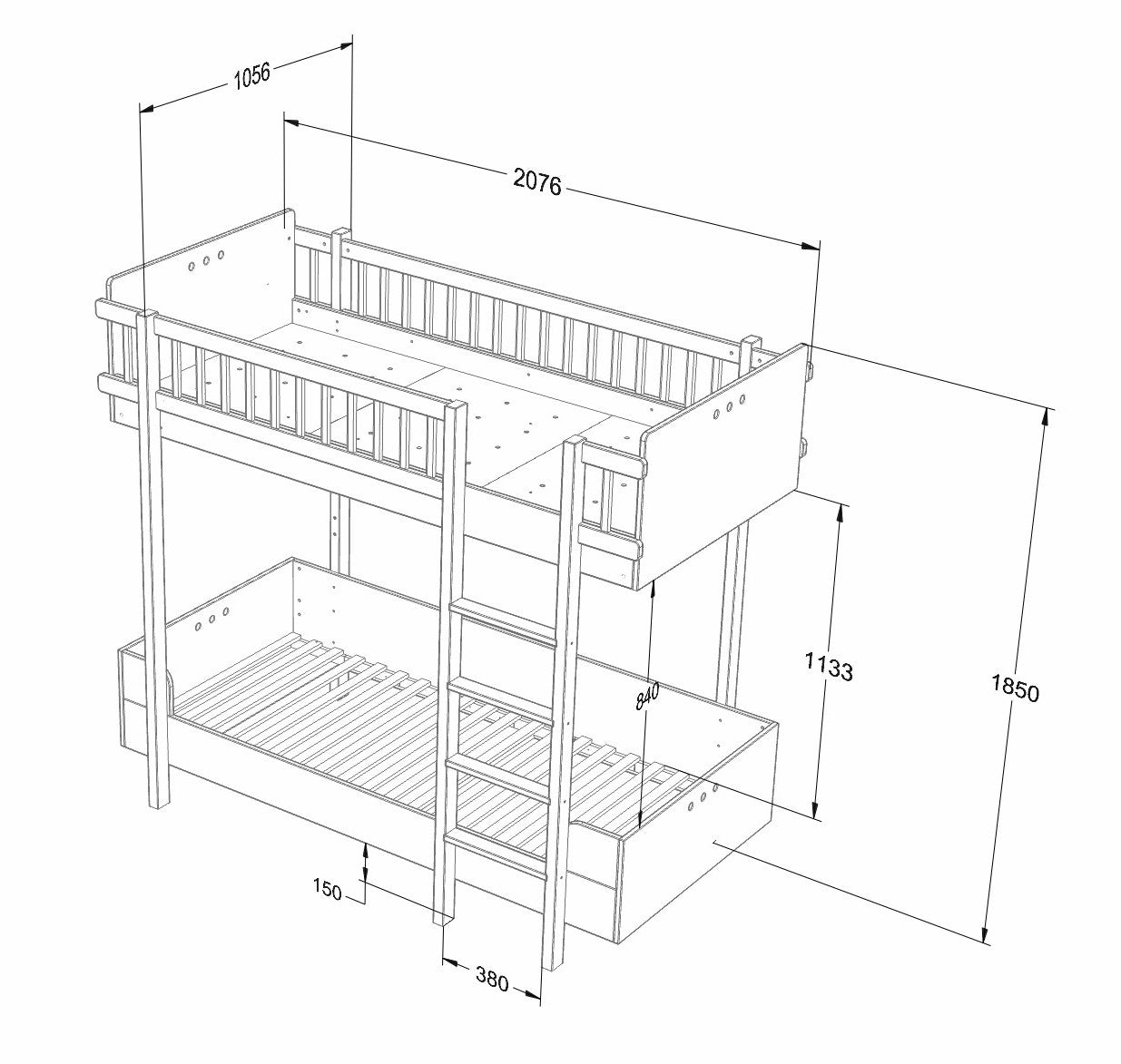 Wooden Bunk Bed for a Modern Kids' Room